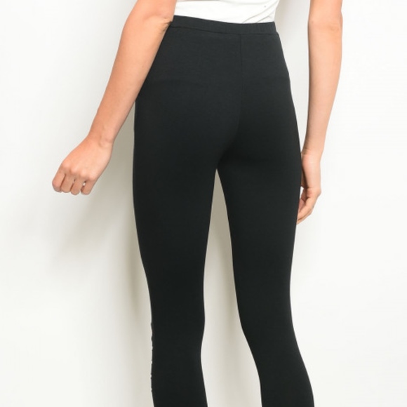 LAST 1! DISTRESSED BLACK LEGGINGS! - Picture 5 of 7